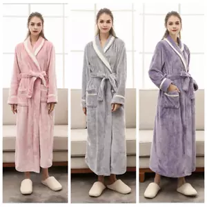 Womens Coral Fleece Bath Robe Lightweight Dressing Gown Robe Sleepwear quality - Picture 1 of 9