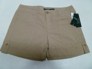 Lauren Ralph Lauren Womens Shorts Beige Size UK 16 Petite Mid Rise Tagged New 34 - Picture 1 of 12