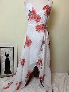 Lulus Maxi Dress Size S Louiselle Floral Polka Wrap - Picture 1 of 14