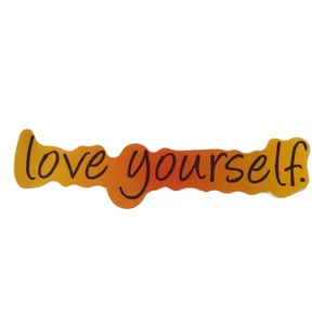 "Love Yourself Naranja Rojo Ombre Script Dichos Lema Pegatina 3/4"" x 3" - Imagen 1 de 2