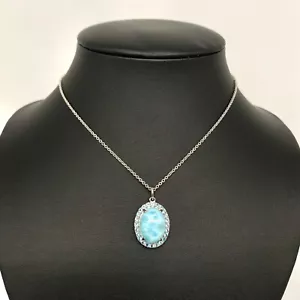 Meher's Jewelry Larimar & Blue Topaz Gemstone Sterling Silver Pendant w/ Chain - Picture 1 of 2