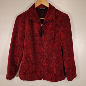 Molly & Maxx Damen S rot & schwarz Paisley Stehkragen Reißverschluss Jacke Viskose Mischung - Bild 1 von 6