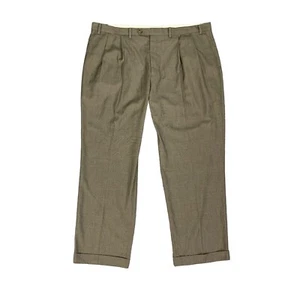 Ralph Lauren Pants Mens 42 Mushroom Black Houndstooth Pleated Front Cuffed Hem - Picture 1 of 9