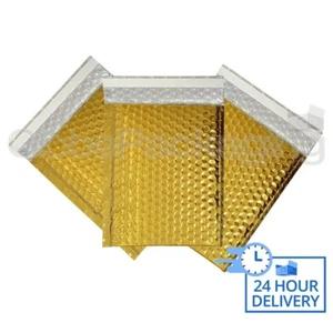 100 x GLÄNZEND METALLISCH GLÄNZEND GOLDFOLIE BLASEN GEPOLSTERTE UMSCHLÄGE TASCHEN 180x250mm D/1 - Bild 1 von 6