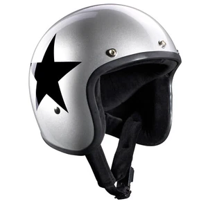 Bandit Helmets Motorrad Jet Helm Star Silver schwarze Sterne kleine Bauweise - Picture 1 of 6
