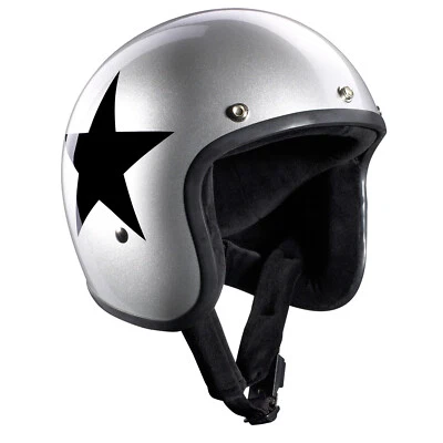 Bandit Helmets Motorrad Jet Helm Star Silver schwarze Sterne kleine Bauweise - Image 1 of 4