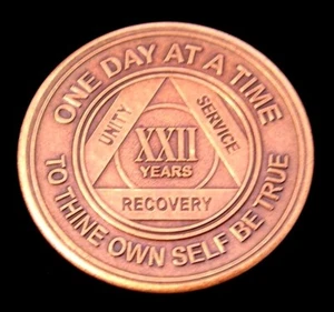 Alcohólicos Anónimos AA 22 Años Medallón de Bronce Ficha Chip Sobriedad Sobriedad - Imagen 1 de 7