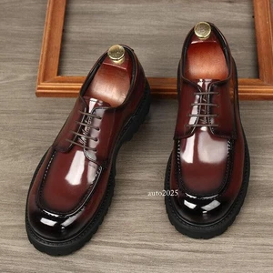 Herren Dicke Sohle Business Formell Britischer Stil Oxford-Schuhe Schnürschuhe Leder Schuhe Größe - Bild 1 von 23