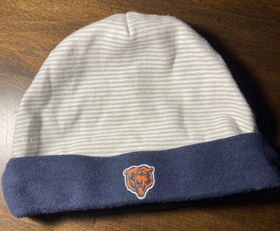Chicago Bears NFL Equipo Ropa Blanco Azul Marino Rayas Infante Bebé Puño Gorro Sombrero Foto 1 de 3