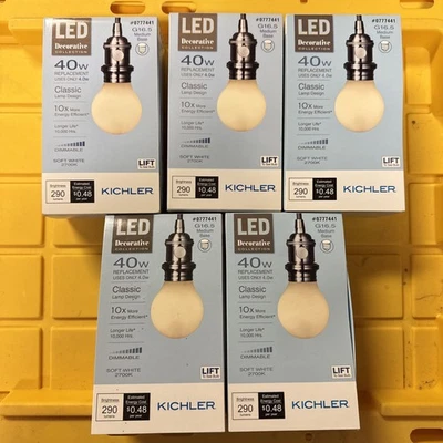5 KICHLER Soft White Light Bulbs G16.5 Medium Base 40 Watt LED Vintage - Image 1 of 3