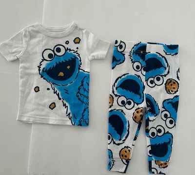 Juego de pijama de 2 piezas Sesame Street Cookie Monster 12 meses 12M usado en excelente estado Foto 1 de 4