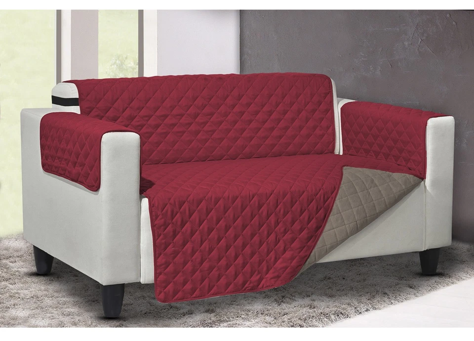 BIANCHERIAWEB Copridivano Trapuntato Lello Antimacchia Double Face Tortora-Bordeaux