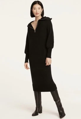 J CREW Black Maxi Sweater Dress Shawl Collar Wool Alpaca Poly Stretch 2X - Image 1 of 4