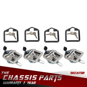 4PC Trailer Door Latch T-Handle Lock Keys For RV Truck Toolbox Stainless Steel - Picture 1 of 15