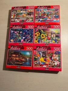 6 Artbox Jigsaw Puzzles 500 Piece *5 Used /1 New* CrazArt - looks like Puzzlebug - Picture 1 of 7