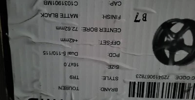 4-Touren TR9 16x7 5x110/5x115 +42 毫米哑光黑色车轮轮辋 16 英寸带盒 — 第 1/2 张图片