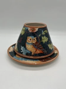 Yankee Kerze Eule Schirm Topper unter Teller 2011 Zweig Blatt Blume Beere *selten* - Bild 1 von 16