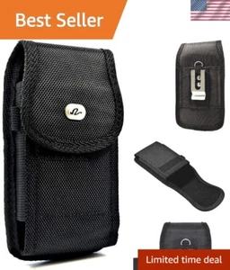 Stylish Black Vertical Carrying Case for Flip Phones and Smartphones Up to 4.25" - Picture 1 of 8