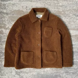 YMC You Must Create Labour Teddy Sherpa Lined Chore Fleece Jacket Brown Medium - Picture 1 of 9