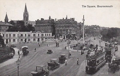 Tram The Square Bournemouth used 1918 Valentine's  Postcard - Image 1 of 2