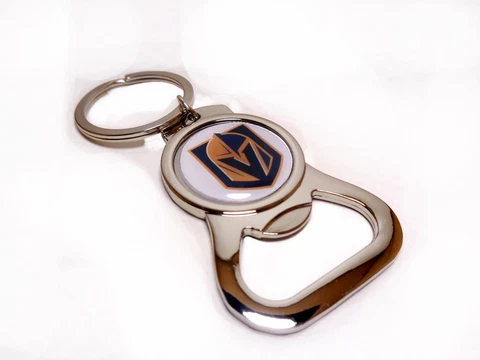 NHL LAS VEGAS GOLDEN KNIGHTS Hockey Bottle Cap Opener Key Chain Ring Handmade Cover