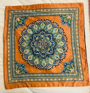 Pottery Barn Silk Cotton Blue Orange Mandala Paisley Pillow Cover 18x18 Boho - Picture 1 of 2