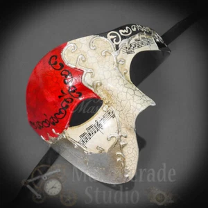 Mens Musical Phantom of the Opera Venetian Classic Masquerade Mask [Red/Silver] - Picture 1 of 4