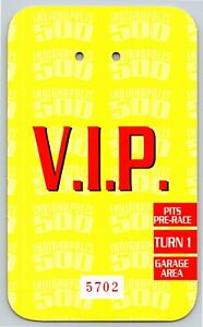 1999 Indy 500 V.I.P Pre-Race Pit Pass Back-Up Card VGC VIP Indianapolis #5702