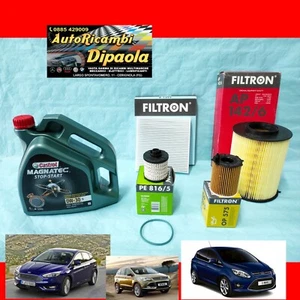 KIT TAGLIANDO FORD C-MAX II FOCUS III 3 KUGA 1.5 TDCI CASTROL 0W30 + 4 FILTRI - Foto 1 di 2