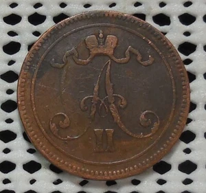 1865 FINLAND 10 PENNIA COPPER COIN  - Picture 1 of 2