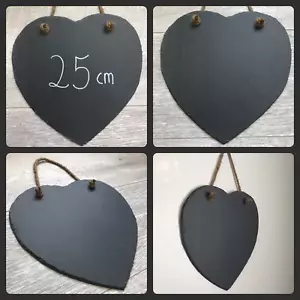 large 25cm handmade slate hanging heart chalkboard blackboard wedding - Picture 1 of 6
