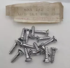 #6 x 1/2" Chrome Brass Oval Head Slotted Marine Wood Screws (15) pack CBWS18 - Picture 1 of 2