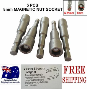 5 X HEX SOCKET DRIVER MAGNETIC NUT IMPACT DRILL BIT 8-14MM NUTS POWER TOOLS BITS - Picture 1 of 16