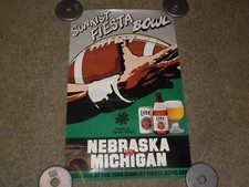 Vtg 1986 Nebraska Football Miller Lite Poster SUNKIST FIESTA BOWL Michigan NU