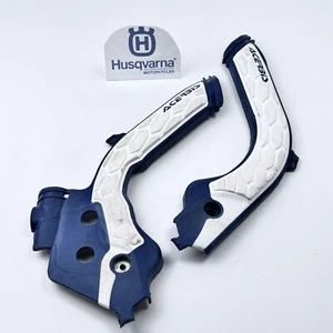 Acerbis X-Grip Frame Guards Husky Blue/White For HUSQVARNA FC 350 2019-2022 - Picture 1 of 7