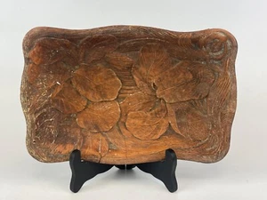 Vintage MCM Syroco Orna Wood Pressed Wood Tray Floral Leaf Platter AS IS - Picture 1 of 4