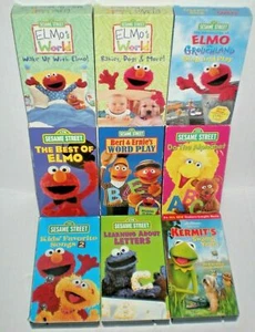 Vintage SESAME STREET VHS Lot (of 9) Elmo's World KERMIT'S Swamp Years Bert 2000 - Picture 1 of 9