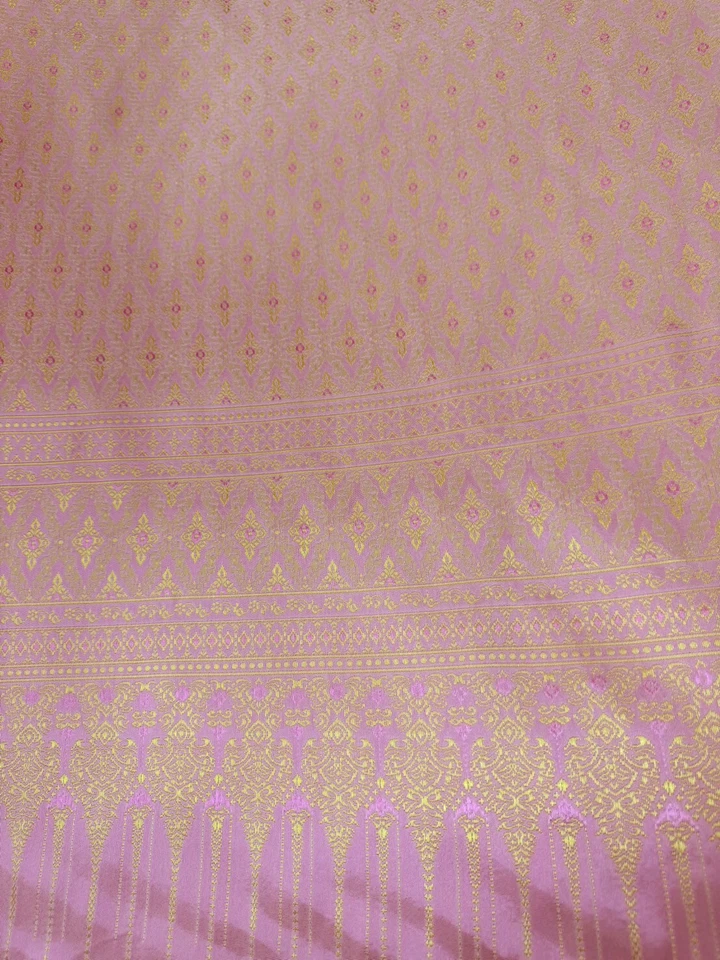 Pink Thai Silk Traditional Fabric Wedding Dress Silk Damask Pattern 40" Drape - Image 1 of 4