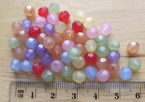 150 6mm "opal" translucent round faceted acrylic plastic beads choose colour - Picture 1 of 8