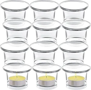 Tealight Candle Holder Set of 12,Glass Votive Holders,Clear Tea Clear - Picture 1 of 5