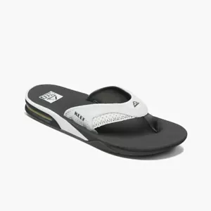 Reef Herren Fanning Flaschenöffner Flip Flops - grau/weiß Neu mit Etikett - Bild 1 von 4