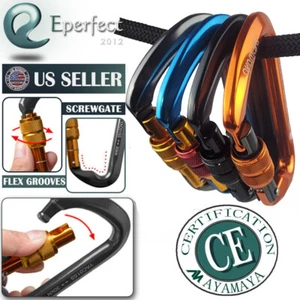 30KN Locking Carabiner Clip Large Heavy Duty D-Ring Hook Caving Camping Outdoor - Picture 1 of 11