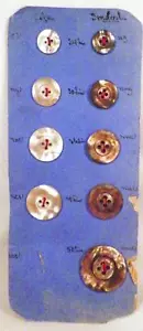 9 Abalone Shell Buttons Salesman Sample Card Antique Smokey Peach Victorian #5 - Picture 1 of 3