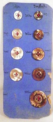 9 Abalone Shell Buttons Salesman Sample Card Antique Smokey Peach Victorian #5 - Image 1 of 3