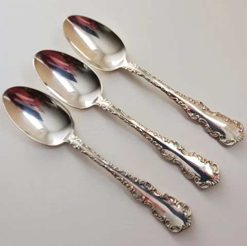Birks Sterling Silver Louis XV Tablespoons 7 1/8" Set Lot 3 Pieces Cover