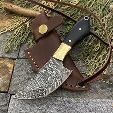 SHARD BLADE CUSTOM HAND FORGED DAMASCUS Steel Skinner Mini Neck Knife W/ Sheath
