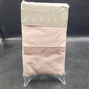Martex Two Standard Pillowcases Pink Peach 250 Thread Count Cotton Polyester - Picture 1 of 7