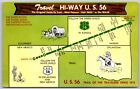 Postcard Hi-Way US 56 Map Kansas Oklahoma New Mexico Old Santa Fe Trail AS1F