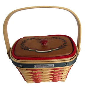 Longaberger Basket 2001 Hostess Appreciation w/ BUSH CHENEY Lid by Laman, Liner - Picture 1 of 7