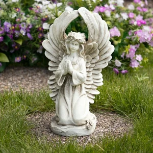 Northlight 15.25" Angel Kneeling in Prayer Outdoor Garden Statue - Picture 1 of 5
